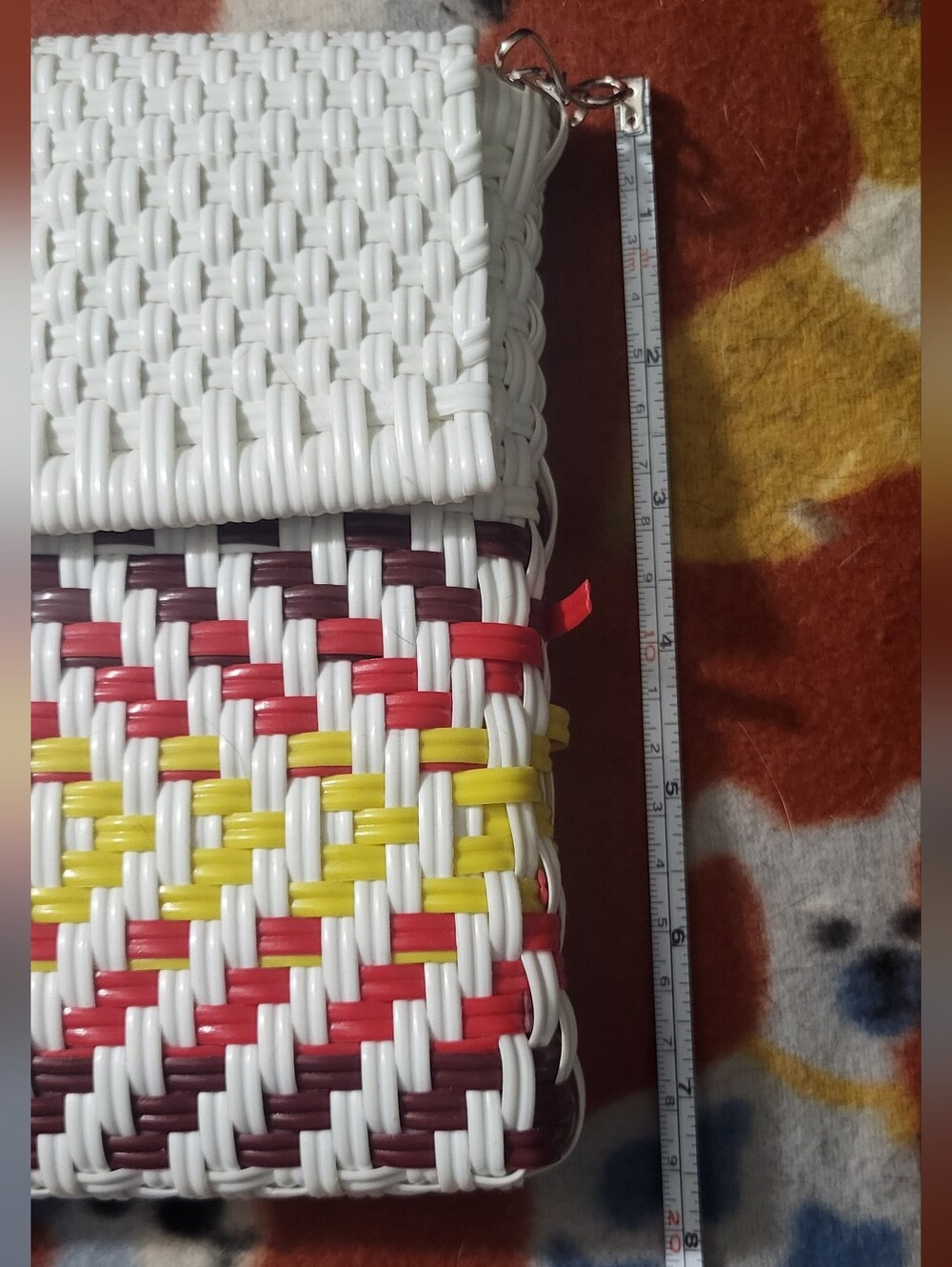 NWOT Colorful Mexican Handwoven Plastic Foldover Clutch with Shoulder Strap. - Picture 15 of 16